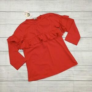 8 Mia Belle Girls Red Ruffle Long Sleeve Tee